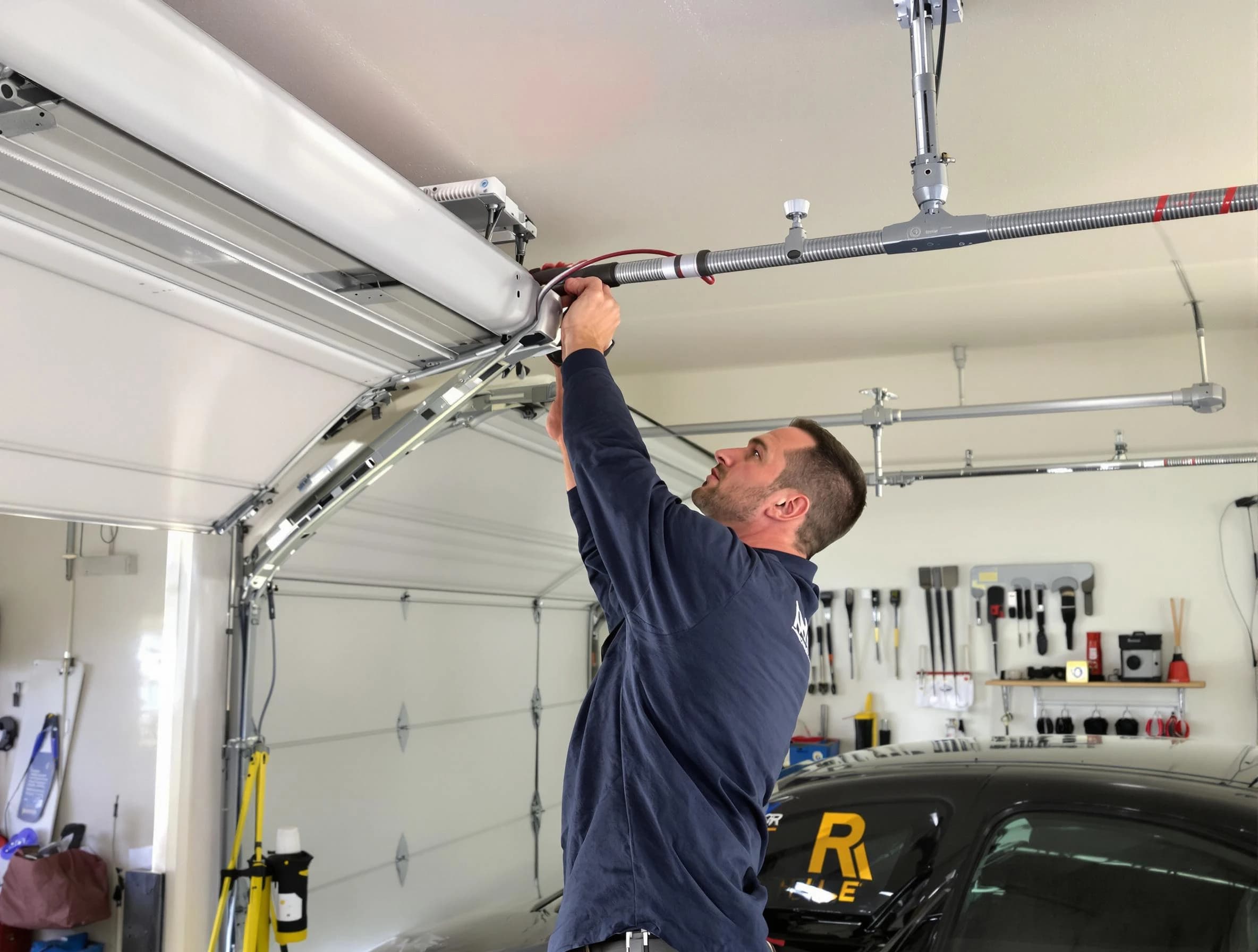 Oklahoma City Garage Door Repair technician performing garage door cable repair in Oklahoma City