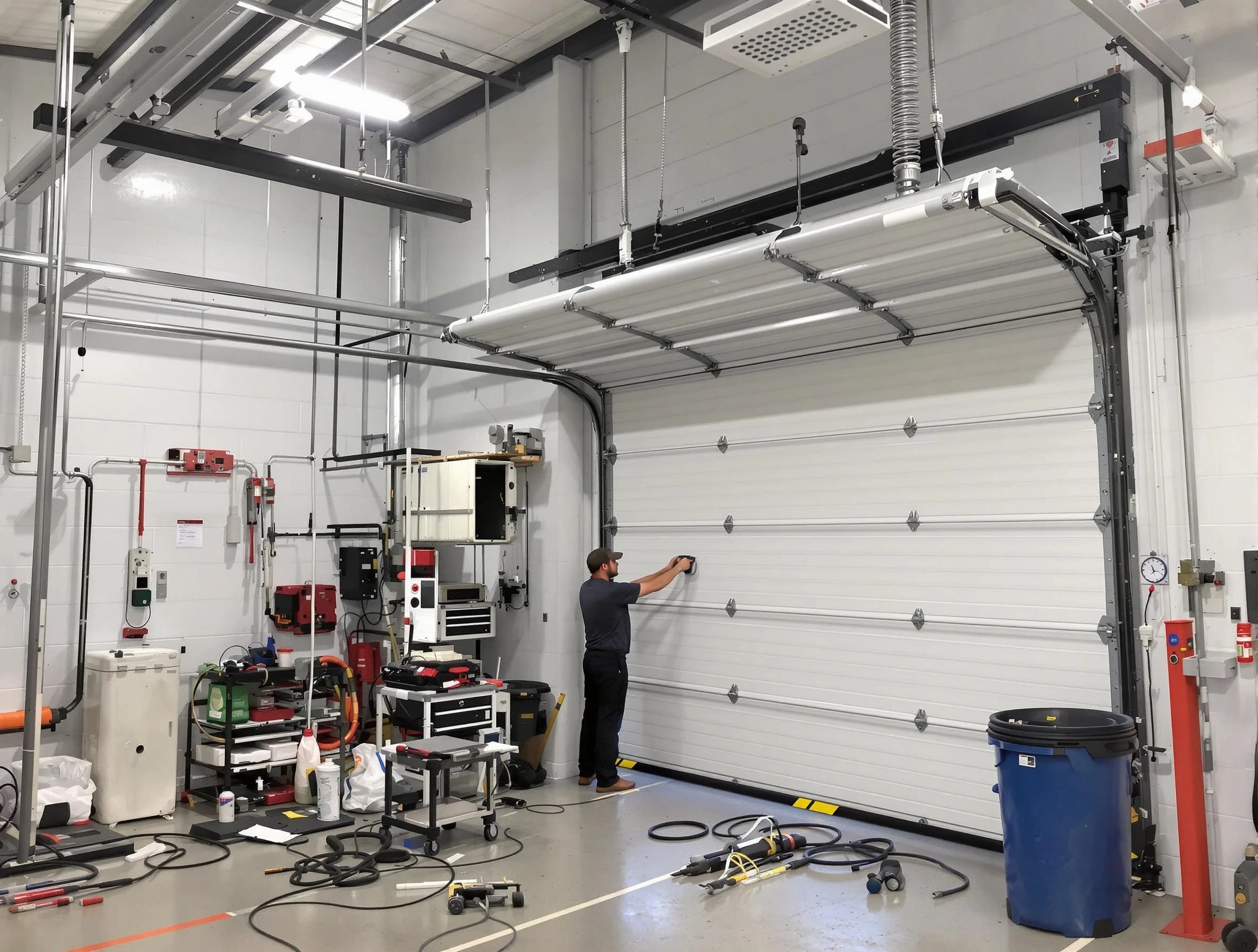 Oklahoma City Garage Door Repair certified technician performing commercial door repair at a Oklahoma City business facility
