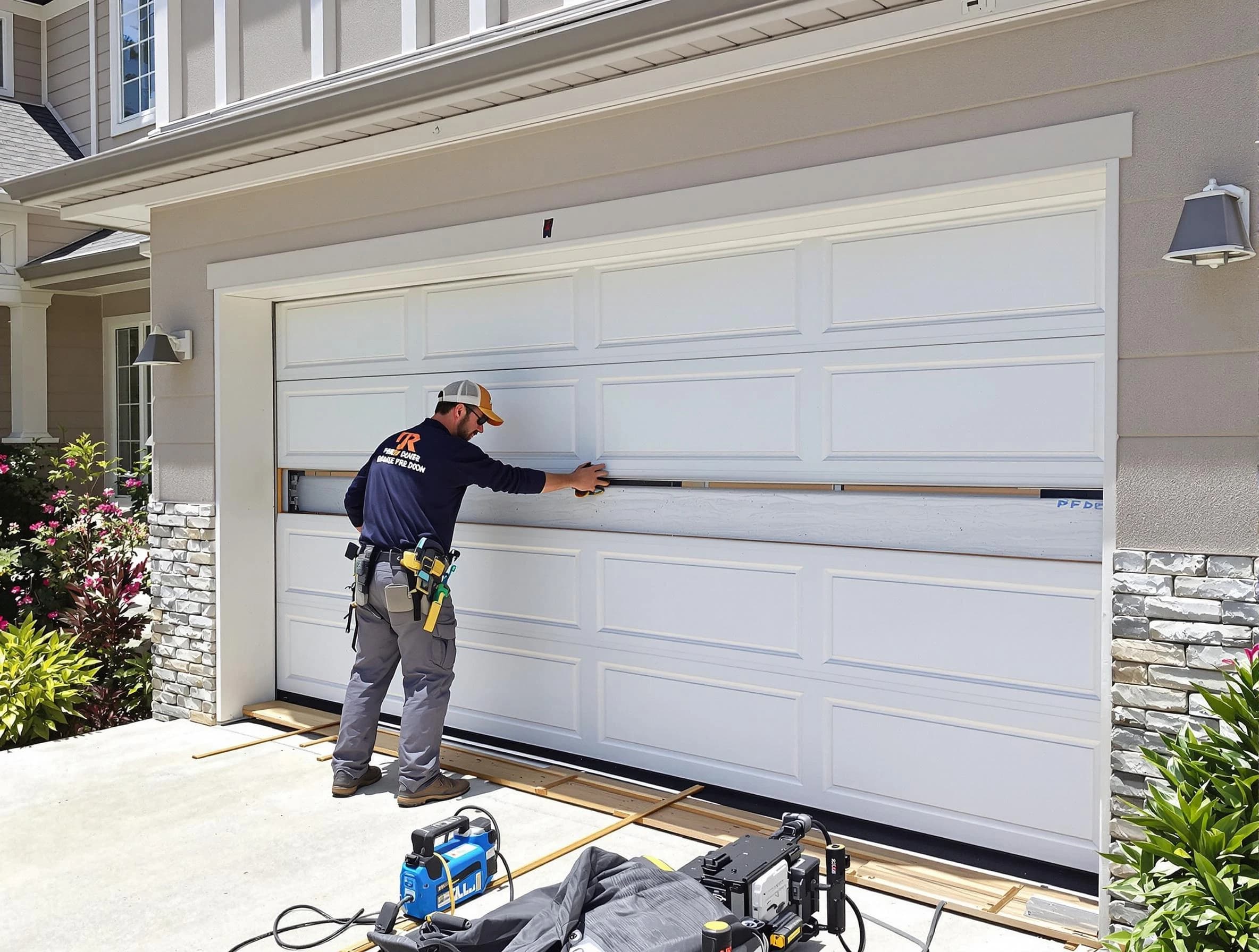 Oklahoma City Garage Door Repair team performing complete garage door replacement at Oklahoma City residence