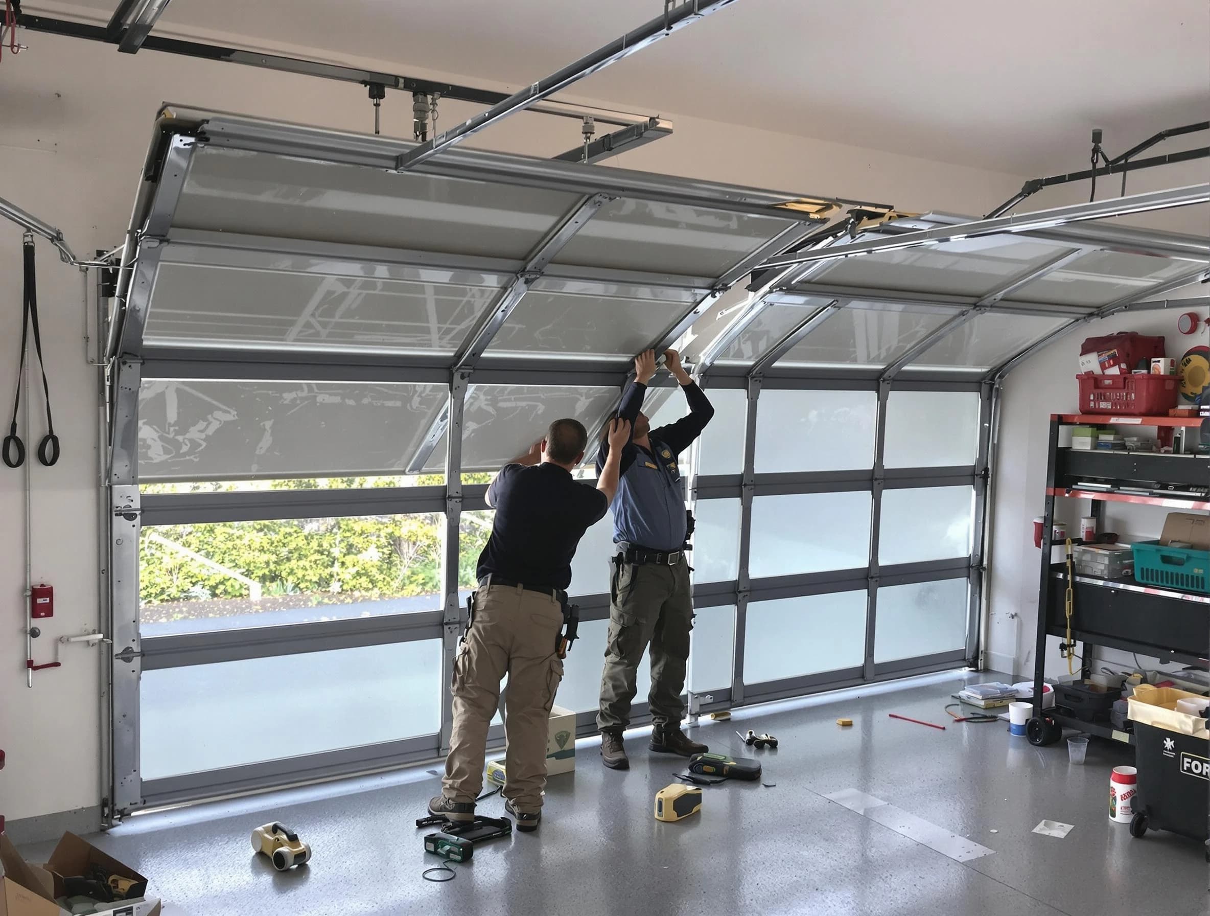 Oklahoma City Garage Door Repair expert performing precise panel replacement on Oklahoma City garage door