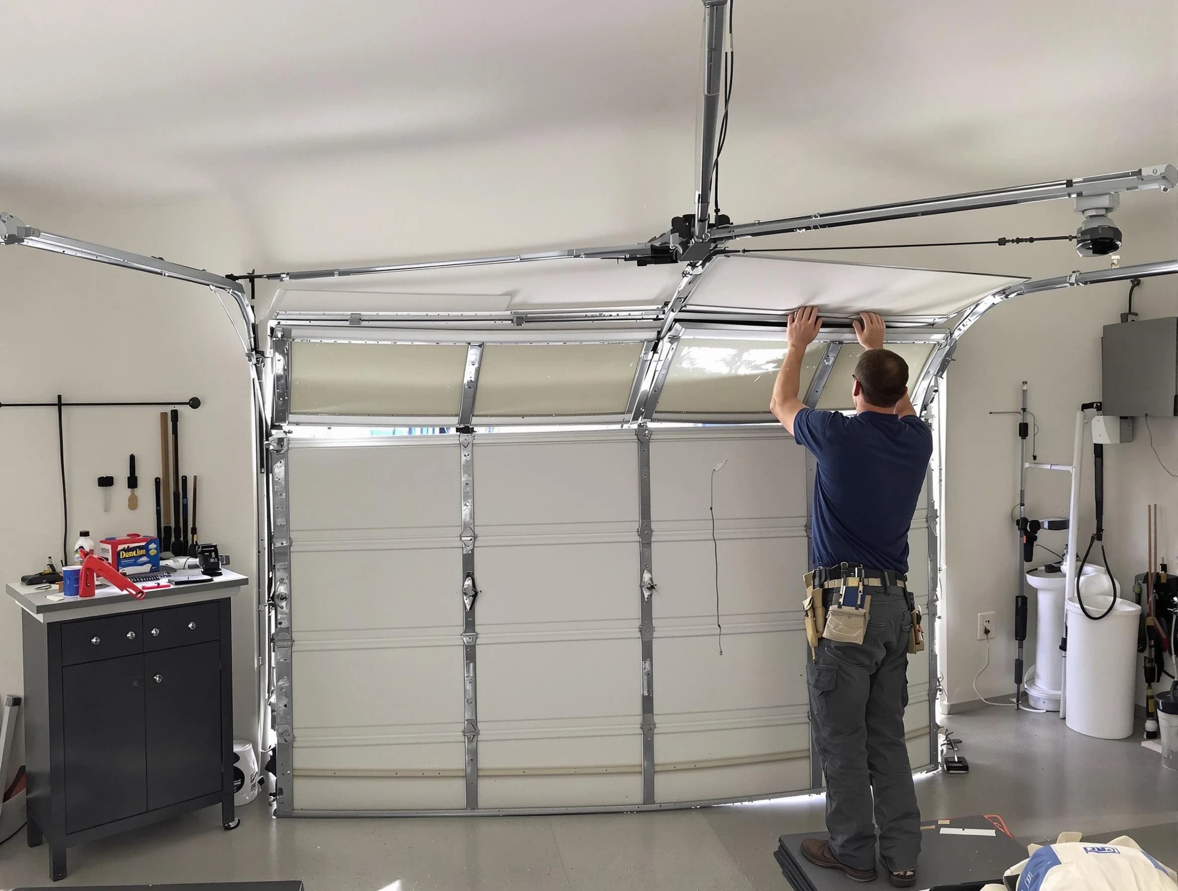 Oklahoma City Garage Door Repair specialist performing precise section replacement on Oklahoma City garage door