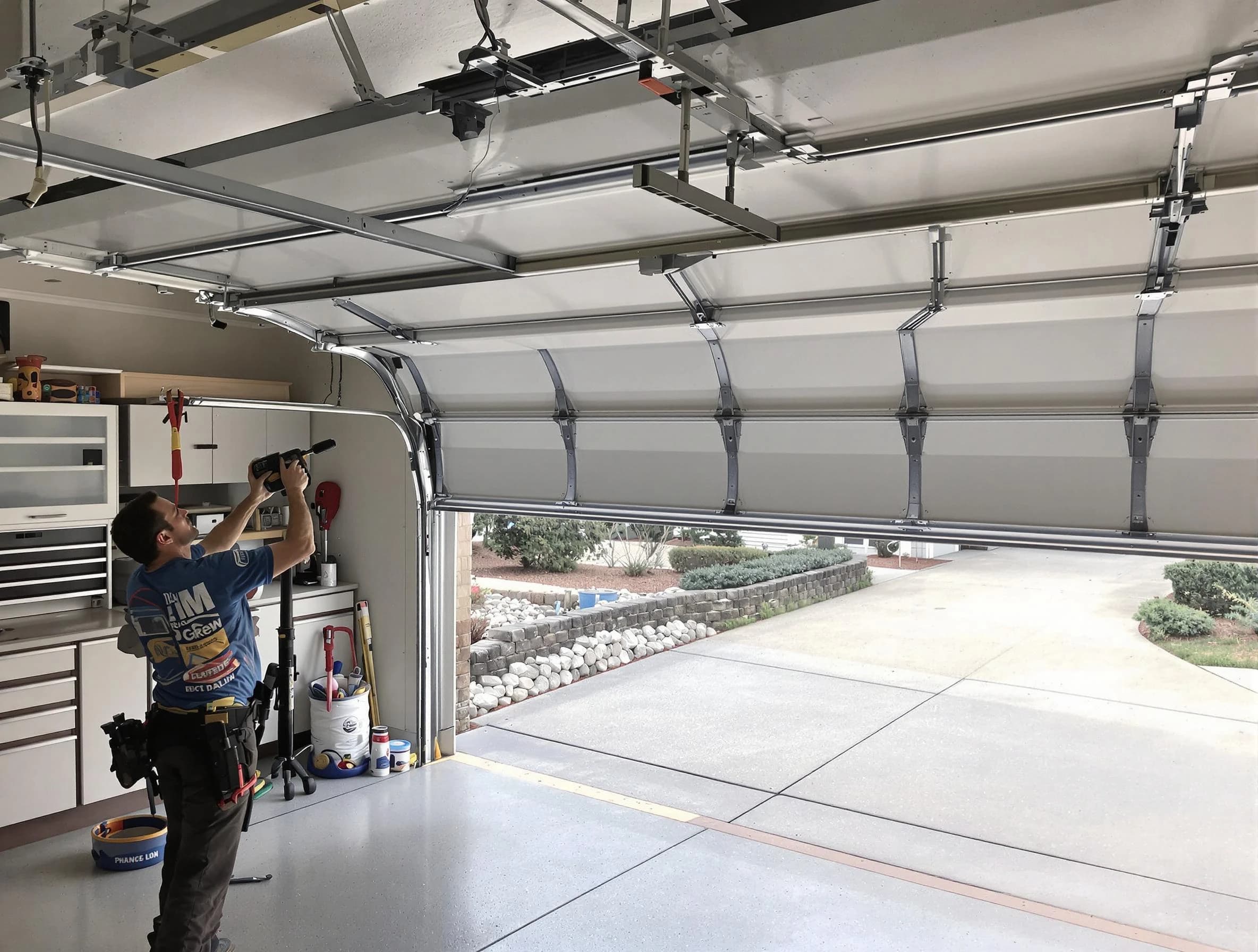 Garage door track repair service by Oklahoma City Garage Door Repair in Oklahoma City