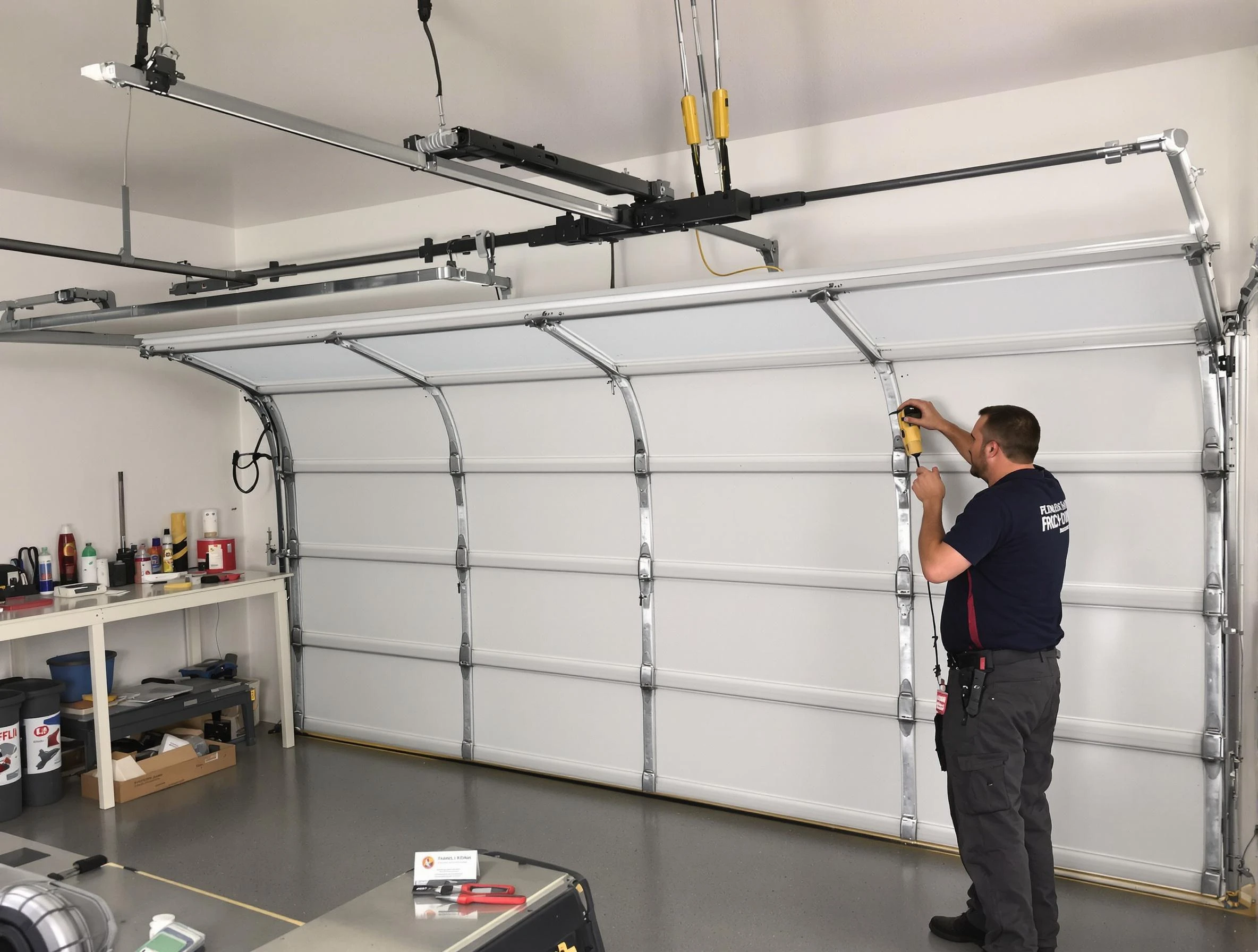 Oklahoma City Garage Door Repair certified technician performing overhead door system repair in Oklahoma City