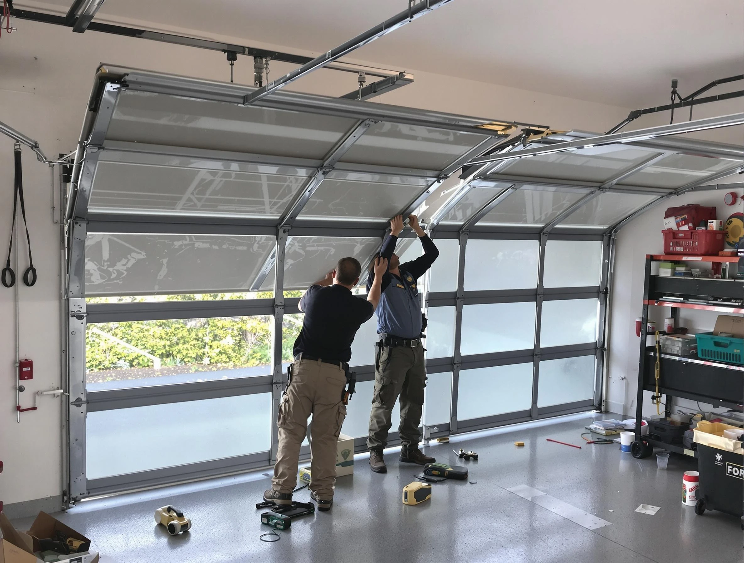 Oklahoma City Garage Door Repair expert performing precise panel replacement on Oklahoma City garage door