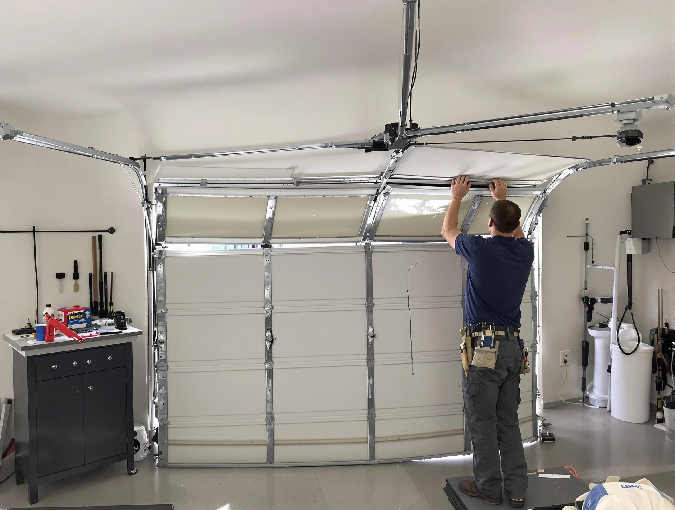 Oklahoma City Garage Door Repair specialist performing precise section replacement on Oklahoma City garage door