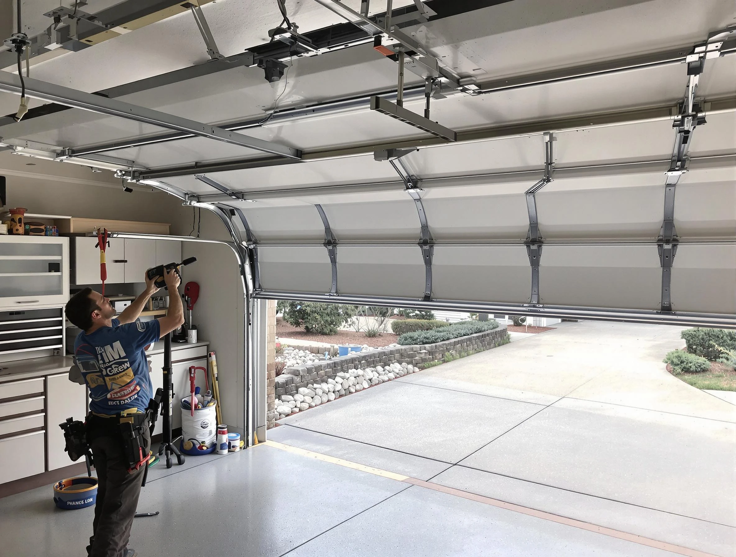 Garage door track repair service by Oklahoma City Garage Door Repair in Oklahoma City